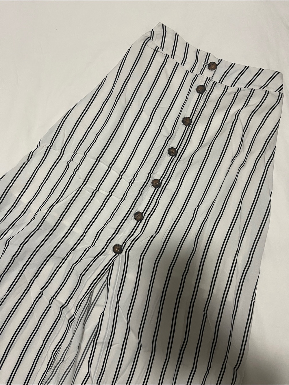 Garage Striped Button-Front/Button-Down Midi Skirt (Size XS)